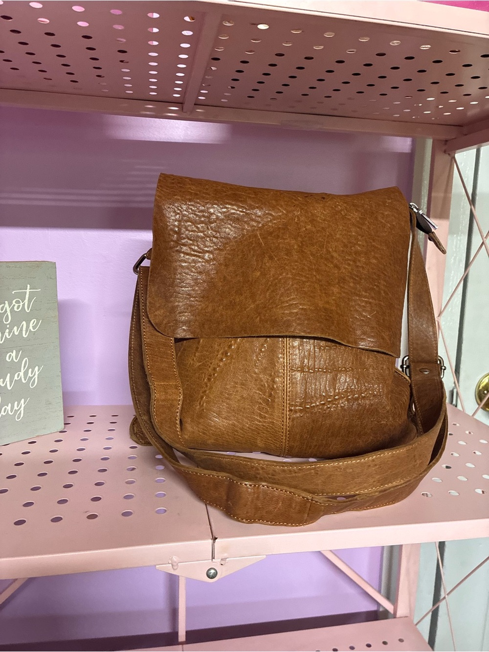 Maxon Collection Textured Genuine Leather Crossbody Shoulder Bag